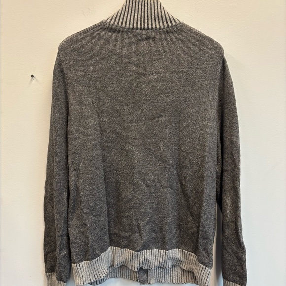 Banana Republic large sweater cardigan Gray Ribbed mock neck button front - Picture 2 of 13